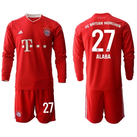 Koszulka Bayern Monachium David Alaba 27 Dziecięcy Domowe Koszulki Piłkarskie 2020-2021 Długi Rękaw